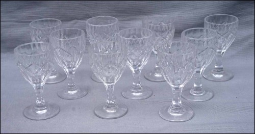 BACCARAT LE CREUSOT Clear Cut Crystal 10 Wine Glass Set