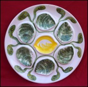 Oyster Plate Belon Hand Painted Faience Pornic near Quimper 70's