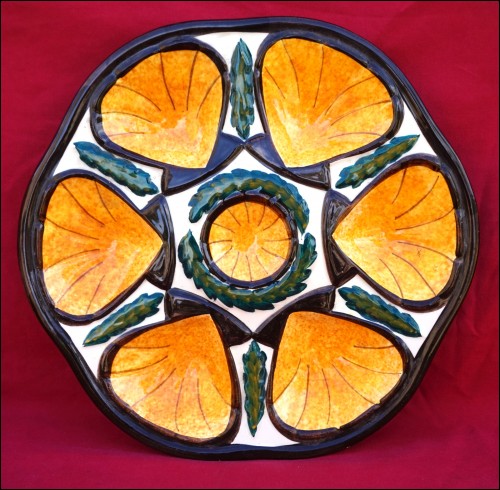 Vintage Gold Oyster Plate St Jean Bretagne French Faience Quimper