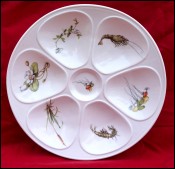 LIMOGES Transferware Porcelain Oyster Plate Lourioux Vintage