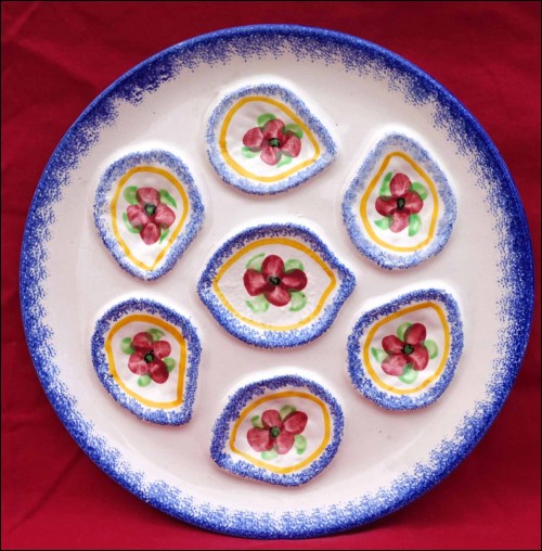 PORNIC Oyster Plate Quiberon near Quimper French Faience Vintage 1960