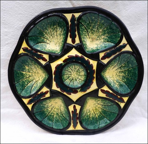 Vintage Oyster Plate St Jean Bretagne Faience Near Quimper