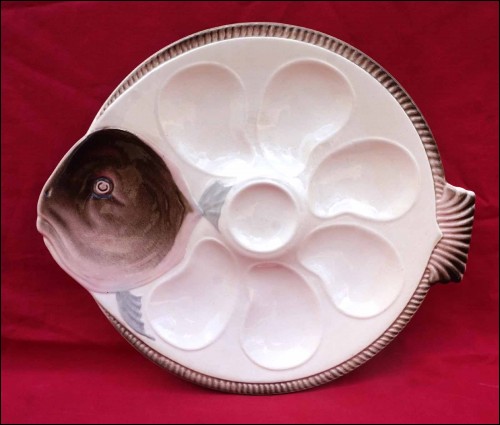 LONGWY Copenhague Pattern Fish Shaped Oyster Plate