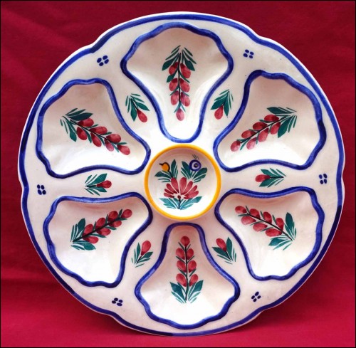 HB QUIMPER Oyster Plate French Hand Painted Faience
