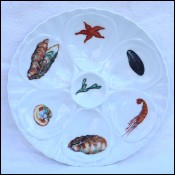 PILLIVUYT Transferware Porcelain Oyster Plate Sea Shell 1960