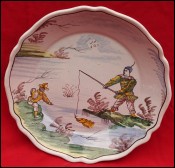 NEVERS A MONTAGNON French Hand Painted Faience Plate Late 19th C