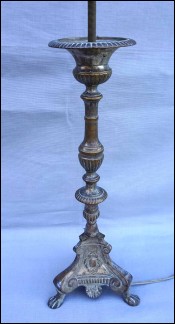 Church Candlestick Lamp Base Silver Plate Brass 19th Century