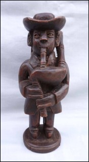 Bagpipe Player Musician Carved Wood Statue Brittany Quimper 