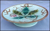ONNAING Compote Footed Dish Strawberry French Majolica 1880