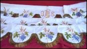 Set 3 Silk Curtains Processional Chair Canopy IHS Grapes Harvest Gilt Fringe