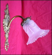 Wall Sconce Light Gilt Brass Frosted Glass Tulip Shade