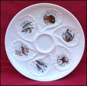 LIMOGES Labesse French Transferware Porcelain Oyster Plate Shell Sea Life 1950