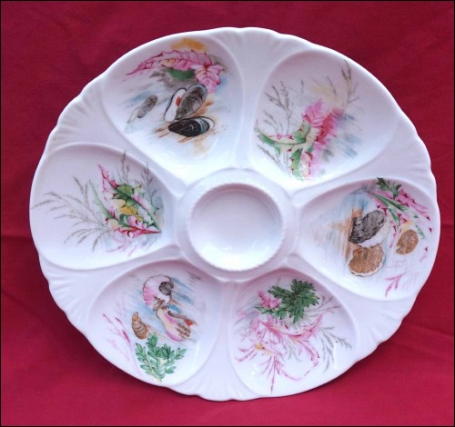 LIMOGES Charles AHRENFELDT Porcelain Oyster Plate Shell 1960