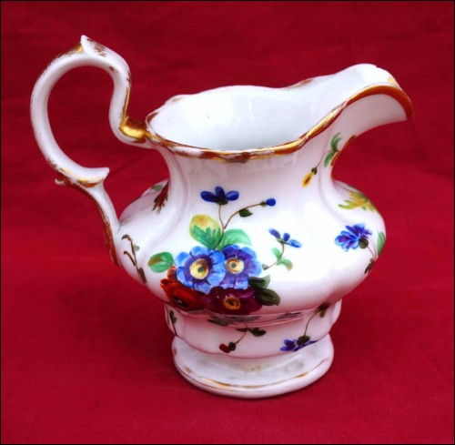 Old Paris Hand Painted Porcelain Creamer Gilt 19th Century