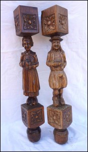 Wood Carved Couple Breton Baluster Brittany Quimper B