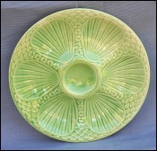 Oyster Plate Almond Green Fish Scale Faience Digoin Sarreguemines 1900