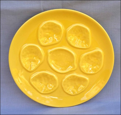 Vintage Yellow Oyster Plate French Faience Niderviller 60's