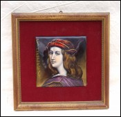 Raphael Portrait Framed Enameled Painting Limoges 19th Century