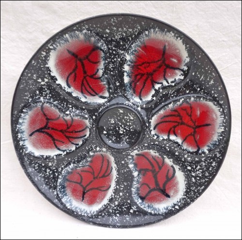 QUIMPER HENRIOT Oyster Plate Hand Painted Faience 1960