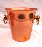 Copper Champagne Ice Bucket Cooler Brass Ring Vintage