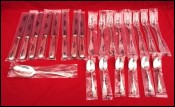 PERLES CHRISTOFLE 8 Dinner Fork Knives 6 Coffee Spoons Silverplate MINT SEALED
